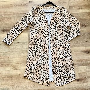 Womens Large Cheetah Print Long Sweater Cardigan Jacket from a Boutique